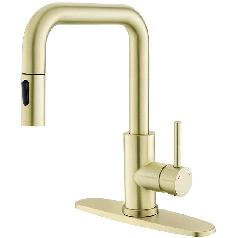 Kitchen Faucet Single Handle Stainless Steel Brushed Gold