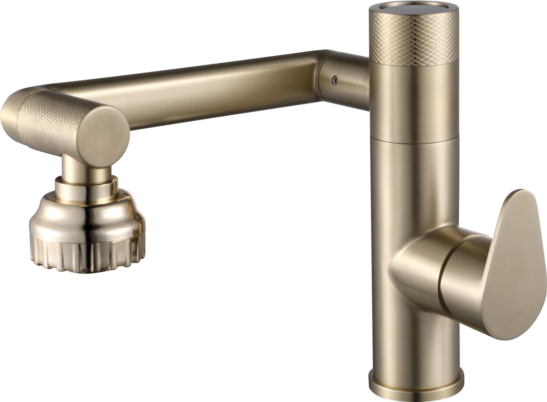 Digital Display Function 1080 Degree Swivel Spout Bathroom Faucets Brushed Gold